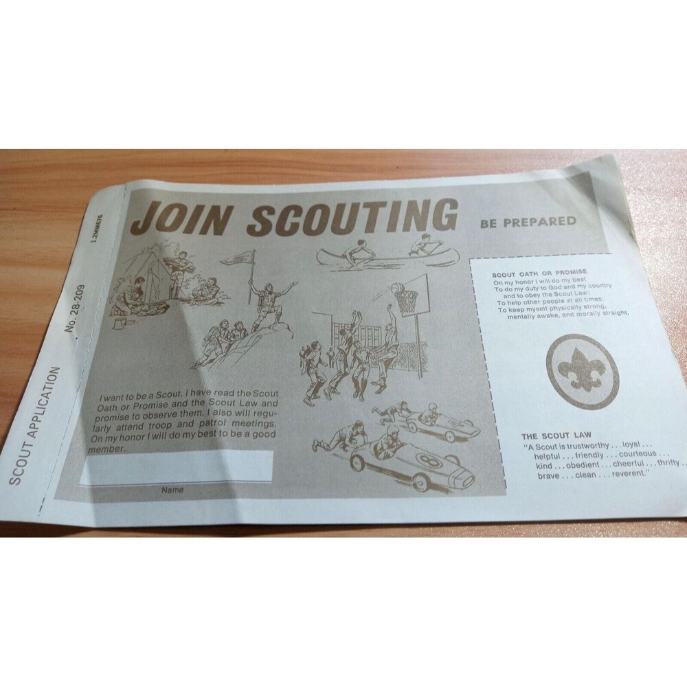Vintage 1970's BSA Blank Boy Scouts 'Join Scouting' Application w/ Carbon Paper